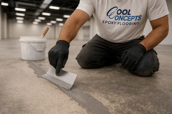 Surface preparation on commercial concrete floor in St. Petersburg