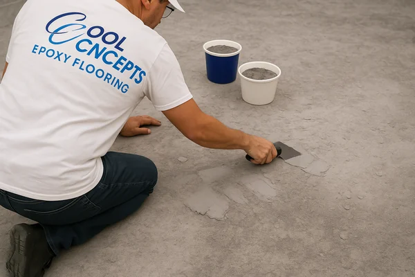 Grinding and preparing concrete after coating removal in St. Petersburg