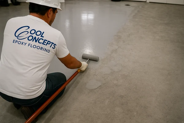 Applying repair coating over restored concrete