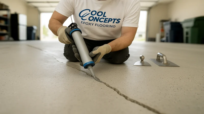 Filling concrete cracks before epoxy coating