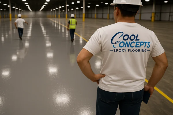 Industrial epoxy system application with safety markings