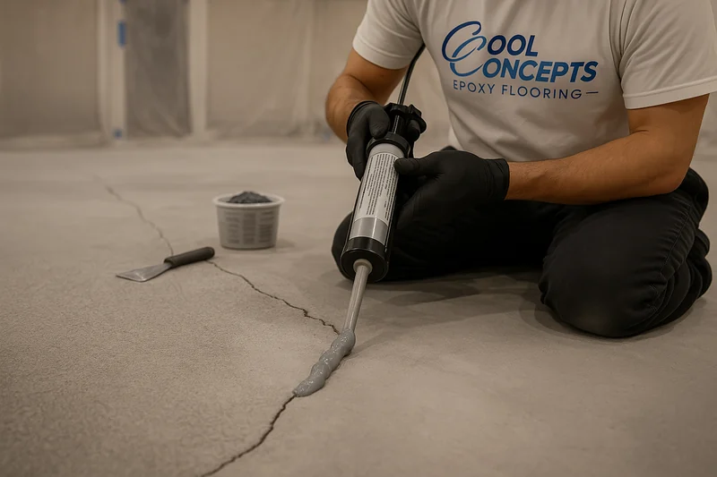 Crack and joint repair on residential concrete