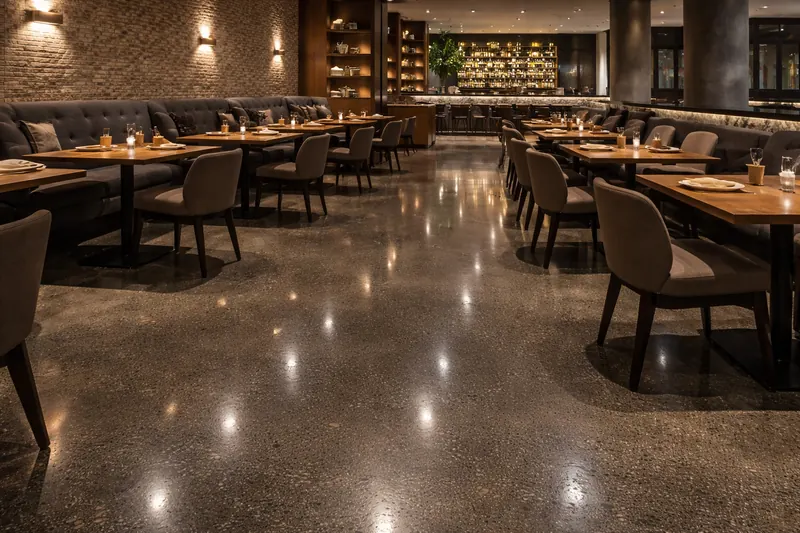 Polished concrete restaurant floor St. Petersburg