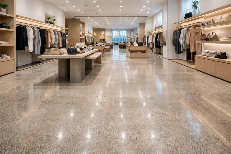 Polished concrete retail showroom floor St. Petersburg
